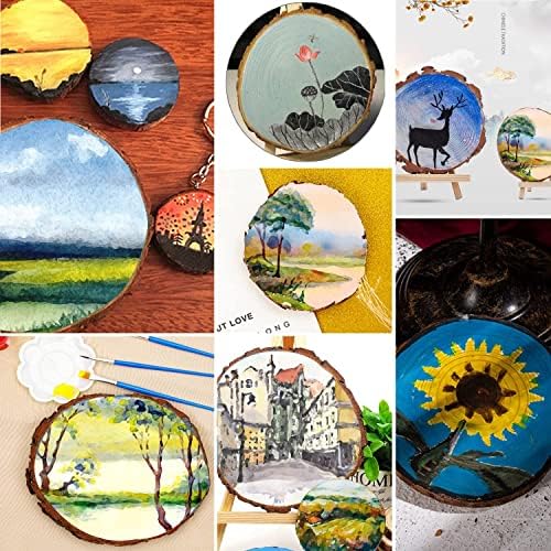 Natural Round Discs Rustic Wood Slices 6 Pcs 6.3-6.7 inch Unfinished Wood kit Circles Crafts Tree Slices with Bark Log Discs for DIY Arts and Wedding Christmas Ornaments - Image 7