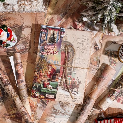 icceemee 160 sheets of Christmas scrapbook paper, Christmas theme journaling scrapbook supplies craft collage paper set, junk journal bullet journal poster room decor for card making decorative gifts - Image 6