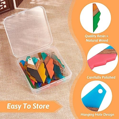 FASHEWELRY 20Pcs Natural Resin Wood Charms 3 Tone Wooden Earring Blanks Geometry Jagged Shaped Wood Earring Charms Mixed Color Earring Findings for Jewelry Making - Image 2