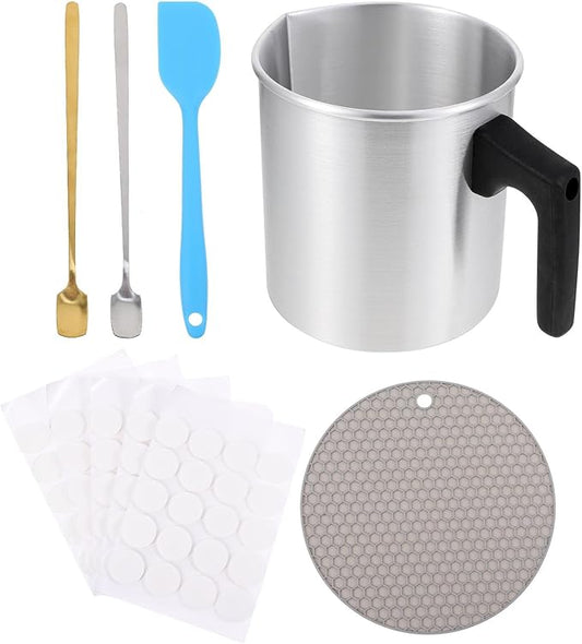 PRETYZOOM Stainless Steel Candle Melting Pot with Dripless Spout DIY Candle Making Kit for Beginners and Wax Pouring Tool for Parties and Giving Random Color
