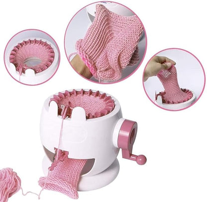 SENTRO 22 Needles Knitting Machine with Electric Adapter, Knitting Board Rotating Double Loom with Crank Handle Adapter Hex Steel Bit for Automatic Knit