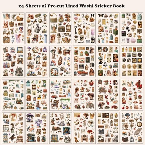 478pcs Pre-Cut Vintage Scrapbook Sticker Book for Adults and Teens, Washi Stickers for Scrapbooking Supplies,Journaling Stickers Aesthetic Ephemera for Junk Journals, DIY Crafts Arts Decorative - Image 2
