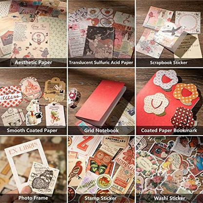 JOYCHOIC Vintage Scrapbook Supplies Aesthetic Journaling Kit, Scrapbook Papers Quote Stickers TN Notebook Large Collection for Bullet Junk Journal, Planner DIY Arts Craft Collage - Image 6