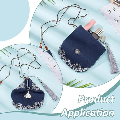 FREEBLOSS Sashiko Coin Purse DIY Kit with 12pcs PET Stencils Complete Sashiko Kit for Beginners Japanese Traditional Embroidery Bag for Girls Mums Gift