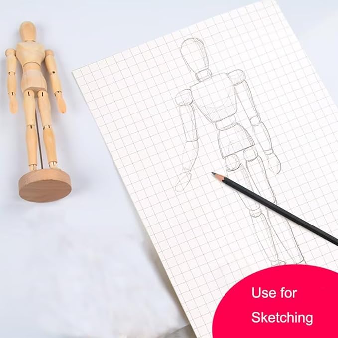 SEEK RARE 12.4 Inch Artists Wooden Manikin Flexible Body Joints Human Figure Puppet Model Wood Male Mannequin Ornament Stand for Home Office Desk Decor Sketching Drawing Painting