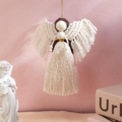 FREEBLOSS 3 Set DIY Macrame Angel Kit for Beginners With Instructions, Boho Angel Decor, Adults Craft Kit, Christmas Birthday Gift, White