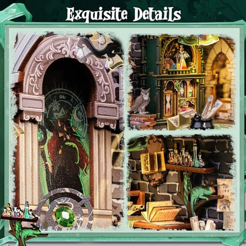 CUTEBEE Book Nook Kit - DIY Booknook Miniature House Tiny House 3D Wooden Puzzle Dollhouse Kit for Adults and Teens, Bookshelf Insert Decor, DIY Craft Gift Model Build (Darkness Common Room) - Image 6