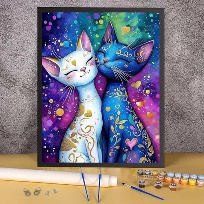 RICUVED Cats Paint by Numbers for Adults, Colorful Paint by Numbers Kit for Adults Beginners, DIY Acrylic Oil Painting on Canvas Easy for Gift Home Wall Decor 16x20 Inch - Image 2