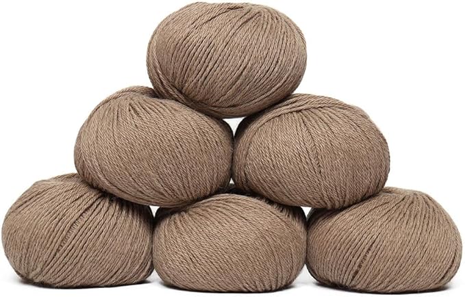 100% Baby Alpaca Yarn Wool Set of 6 Skeins (300 Grams) DK Weight - Made in Peru - Heavenly Soft and Perfect for Knitting and Crocheting (Beige, DK - 6 Skeins)