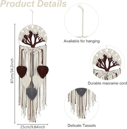 FREEBLOSS Tree of Life DIY Macrame Kit Leaves Macrame Tapestry Macrame Wall Hanging with Video Tutorials Macrame Wall Hanging Supplies Macrame Wall Decor for Living Room for Beginners Adults