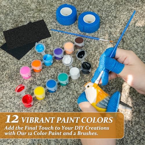 Wood Carving Kit, 37pcs Wood Carving Tools with 12 Color Paint, Wood Whittling Kit with 4pcs Templates & Users Guide for Beginners37Pcs Wood Carving Kit with Storage Bag - Image 5