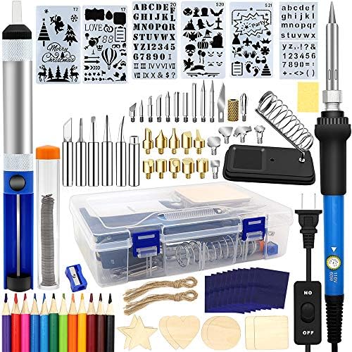 Wood Burning Kit 95pcs, West Bay Soldering Pen with Adjustable On-Off Switch Control Temperature Wood Burning Tool for Embossing, Carving, Soldering Tips, Carrying Box by WESTBAY