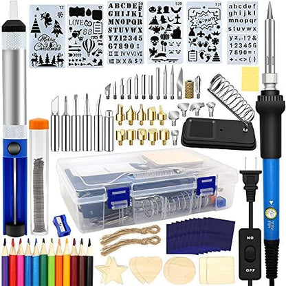 Wood Burning Kit 95pcs, West Bay Soldering Pen with Adjustable On-Off Switch Control Temperature Wood Burning Tool for Embossing, Carving, Soldering Tips, Carrying Box by WESTBAY