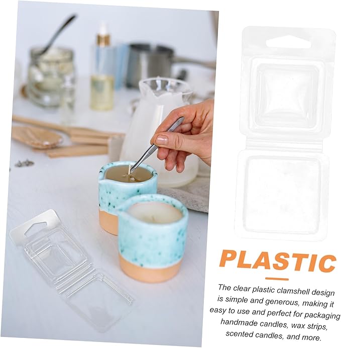 100Pcs Transparent Small Wax Melt Molds for Candle Making DIY Soap Chocolate Cubes Clear Plastic Containers Wax Molds for Crafting