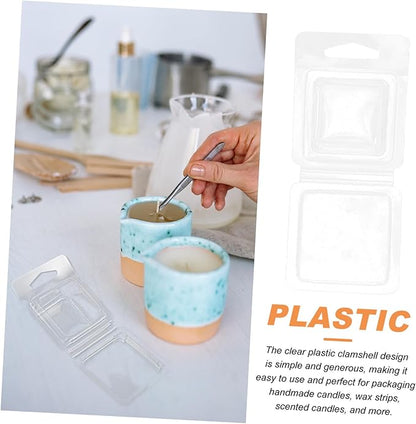 100Pcs Transparent Small Wax Melt Molds for Candle Making DIY Soap Chocolate Cubes Clear Plastic Containers Wax Molds for Crafting