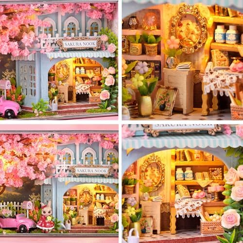 Miniature House Kit, Adult DIY Miniature Dollhouse Kit, Miniature House Model Kit with LED Lights, Ideal as a Christmas or Birthday Gift for Family (13248) - Image 3