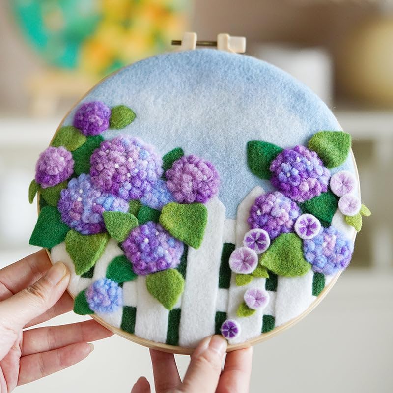 Wizardi Beginner Needle Felting Kit for Adults - Purple Thistle Bloom. Nature Felting Kit 20x20cm. Felting Tools. Wool Felting Supplies. Felt Crafts. Wool Felt. F07N8-W442 by Wizardi
