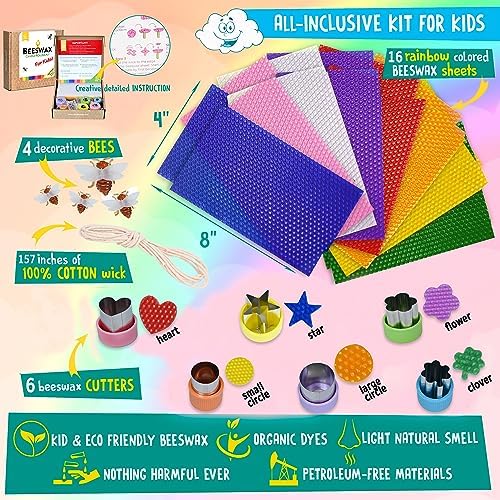 Beeswax Candle Making Kit for Kids - 100% Pure Bees Wax - Image 2