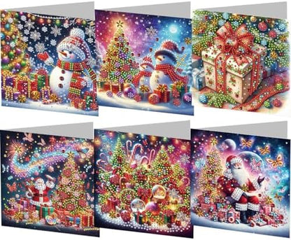 jinglinhh 6pcs Christmas Series Snowman Santa Gifts Diamond Art Painting Greeting Cards with Envelopes, DIY Card Making Kits for Adults, Diamond Art Postcards Holiday Cards Craft Gifts by Unknown