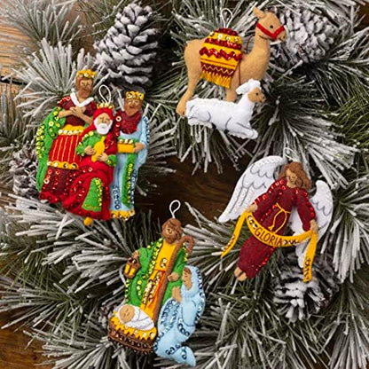 Bucilla Felt Applique 4 Piece Ornament Making Kit, Silent Night, Perfect for DIY Arts and Crafts, 89572E - Image 2