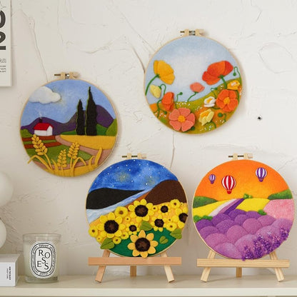 Wizardi Beginner Needle Felting Kit for Adults - Golden Sunflower Fields. Nature Felting Kit 20x20cm. Felting Tools. Wool Felting Supplies. Felt Crafts. Wool Felt. F07N8-W404 - Image 2