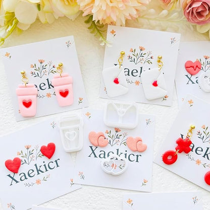 Xaekicr Heart Theme Polymer Clay Cutters Set – Molds, Clay Cutters for Polymer Clay, Clay Earring Tools