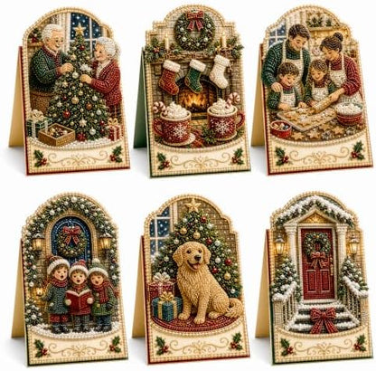 Diamond Art Christmas Cards 6 Pack, 5D DIY Gem Greeting Kits with Envelopes by Unknown