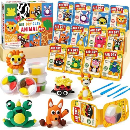 Air Dry Clay for Kids Modeling Clay Kit, 12 Boxes Model Magic Arts and Crafts for Kids with Tools & Tutorial, Non-Sticky, 3-12+ Years Boy Girl Birthday Gift, Animal Themed Party Favors Classroom Prize by Unknown