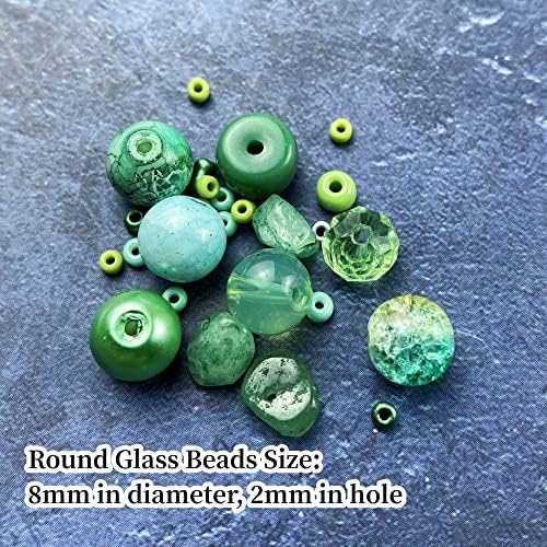 Assorted Glass Resin Beads Multi Size Colors Smooth Cracked Gravel Millet Spacer Beads for Bracelets Necklace Earring DIY Jewelry Making Craft(Light Green Series) - Image 3
