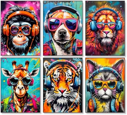 Okarina 6 Pack Paint by Numbers Kit for Adults & Beginners, Animals Designs by Okarina