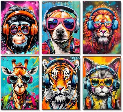 Okarina 6 Pack Paint by Numbers Kit for Adults & Beginners, Animals Designs by Okarina