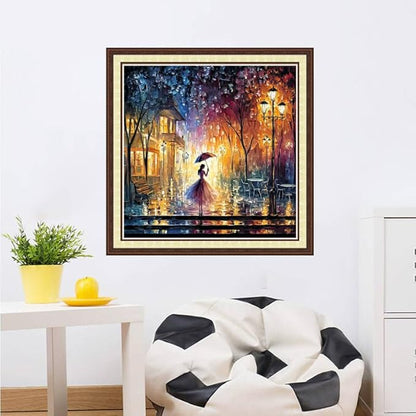 Magxvouy Cross Stitch Kits Stamped Full Range of Embroidery Kits,Cross Stitch Patterns Needlework Kits for Beginners 11CT Printed Kits&The Rainy Night Girl's Myself 18x18 inchs