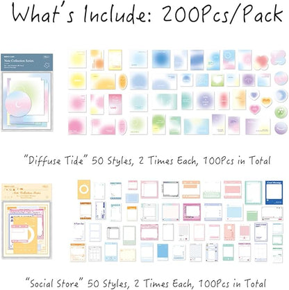 SIBLYMONA 200Pcs Vintage Memo Material Pack Memo Collection Series for Scrapbooking, Junk Journal Supplies DIY Art Crafts Bullet Journal Diary Album Planne (NO2)