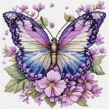 askkqtx Butterfly Stamped Cross Stitch Kits for Adults 14x14 Inch by askkqtx