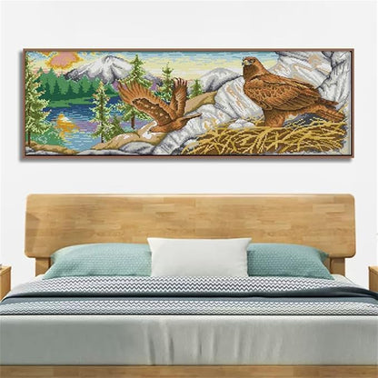 JOYSEWING Eagle and Nature Cross Stitch Kit Stamped Kits DMC Colored Thread 11CT Large Wildlife Embroidery Art Kits for Beginners DIY Craft kit Gift Home Decor (Eagle(11CT) 31.10 ×13.78 inch)