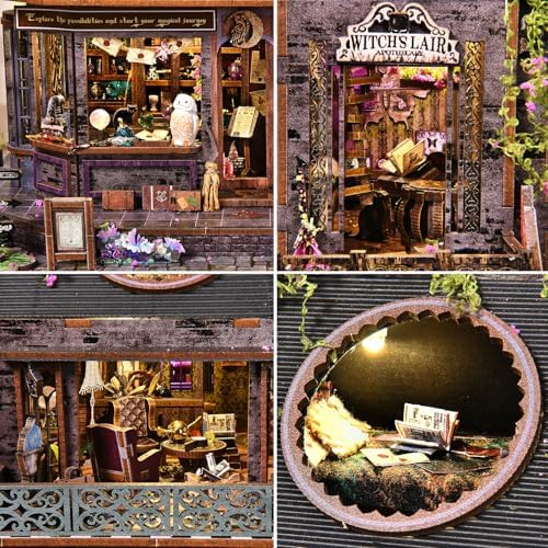 DIY Miniature House Kit, Dollhouse Magic City Gothic Witch House Touch Sensor for Adults to Build, Birthday/Christmas Day Gift for Family and Friends, Prefab Tiny Home with LED Lights,Magic Castle - Image 6