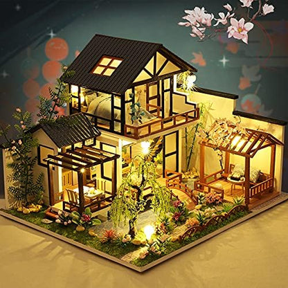 GuDoQi DIY Miniature Dollhouse Kit, Tiny House kit with Music, Miniature House Kit 1:24 Scale, Great Handmade Craft Gift for Birthday Christmas Day, Traditional Courtyard House - Image 6