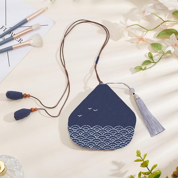 ORIGACH DIY Sashiko Coin Purse Kit with Instruction for Beginners Adults Easy Waves Sashiko Kit with Stamped Pattern Japanese Sashiko Embroidery Bag DIY Sewing Bag Gifts for Friends Mums