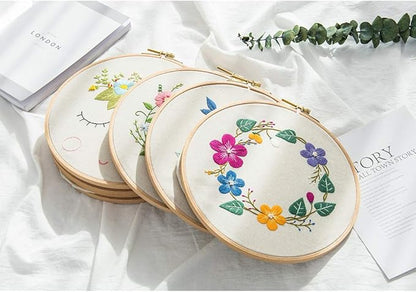 2 Pack 5 Inch Embroidery Hoop, Guofa 13CM Beech Wood Cross Stitch Hoops, Hanging Embroidery Frame Hoop for Decoration