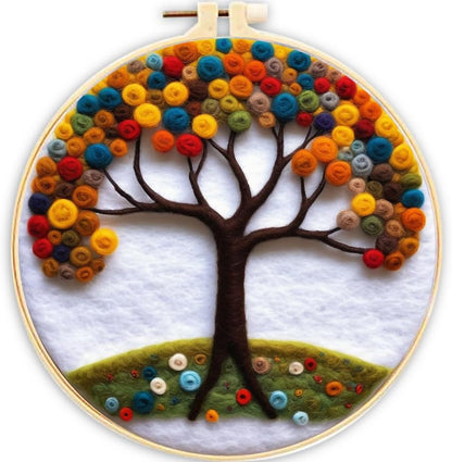 CaptainCrafts Needle Felting Kit, Wool Felt Supplies, Embroidery Hoops, Wool Painting Tools Needle Felting Starter Kit for DIY Decoration (Colourful Joy Tree) by CaptainCrafts