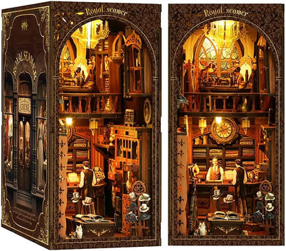 Book Nook Corner mini House Set, DIY Royal Tailor's mini Light and Shadow Book Stand Set, and 3D Wooden Puzzle Bookshelf with LED Lights for Plug-in Decoration, Suitable for Teenager. by Unknown