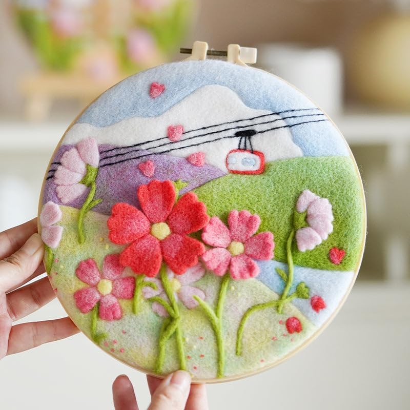 Wizardi Beginner Needle Felting Kit for Adults - Wildflower Dreams. Nature Felting Kit 20x20cm. Felting Tools. Wool Felting Supplies. Felt Crafts. Wool Felt. F07N8-W441 by Wizardi
