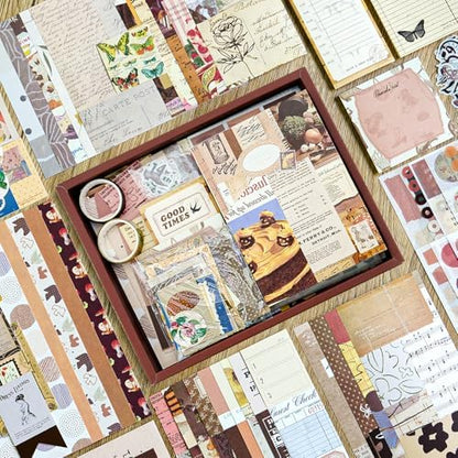 Scrapbooking Supplies Kit, A6 Grid Notebook, Vintage Junk Journaling Kit - Image 6