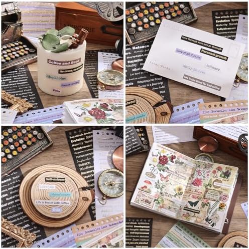 3000+ Pcs Word Stickers for Journaling, 50 Sheets Gold Foil Art Scrapbook Quote Stickers for Junk Journal, Scrapbooking Supplies Small Talk DIY Decorative Gift for Women Teen Girls - Image 3