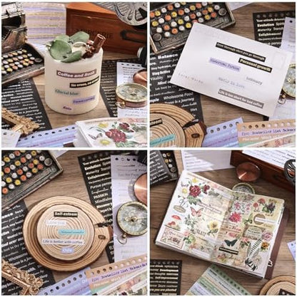 3000+ Pcs Word Stickers for Journaling, 50 Sheets Gold Foil Art Scrapbook Quote Stickers for Junk Journal, Scrapbooking Supplies Small Talk DIY Decorative Gift for Women Teen Girls - Image 3