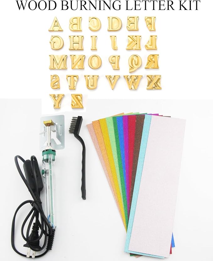 26 Pcs 5/8" Wood Burning Alphabet Letters Kit, Wood Burning Letter Stamps for Wood Branding Leather Crafting, Ideal Wood Burner Letters Gifts for Christmas Wedding Birthday Party