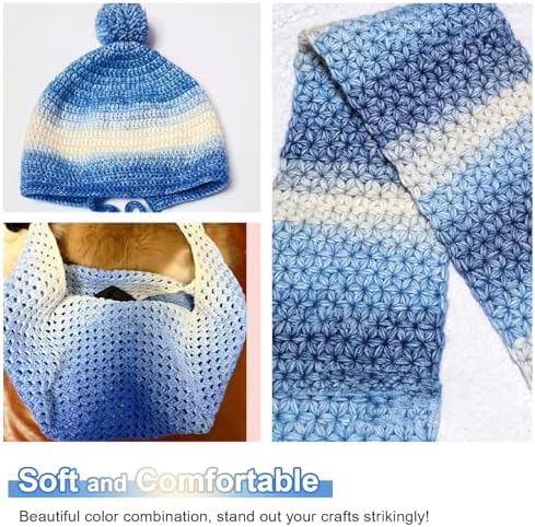 Aeelike Cake Yarn for Crocheting, Soft Ombre Crochet Yarn, Blue Yellow - Image 2