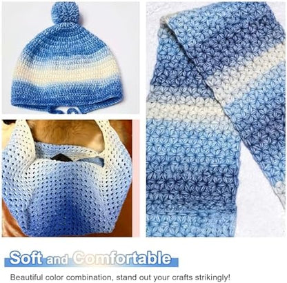 Aeelike Cake Yarn for Crocheting, Soft Ombre Crochet Yarn, Light Blue - Image 5