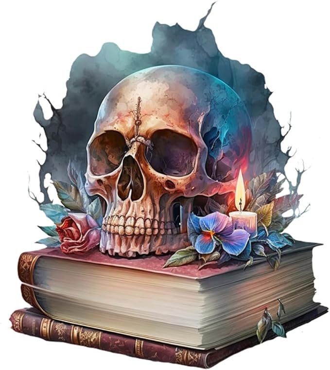 Moohue Stamped Cross Stitch Kits for Adults Clearance Skull 14CT Pre Printed Cross Stitch Kits for Beginners (Skull 1)