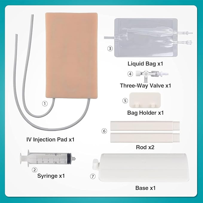Medarchitect IV Practice Kit, IV Injection Pad for Venipuncture Training, IV Insertion Practice, Phlebotomy Blood Draw Kit for Medical Education and Nursing School